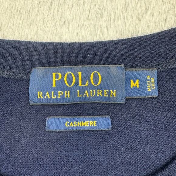 Polo Ralph Lauren Womens Cashmere Sweater Medium Blue Striped Lightweight Crew - Picture 5 of 9